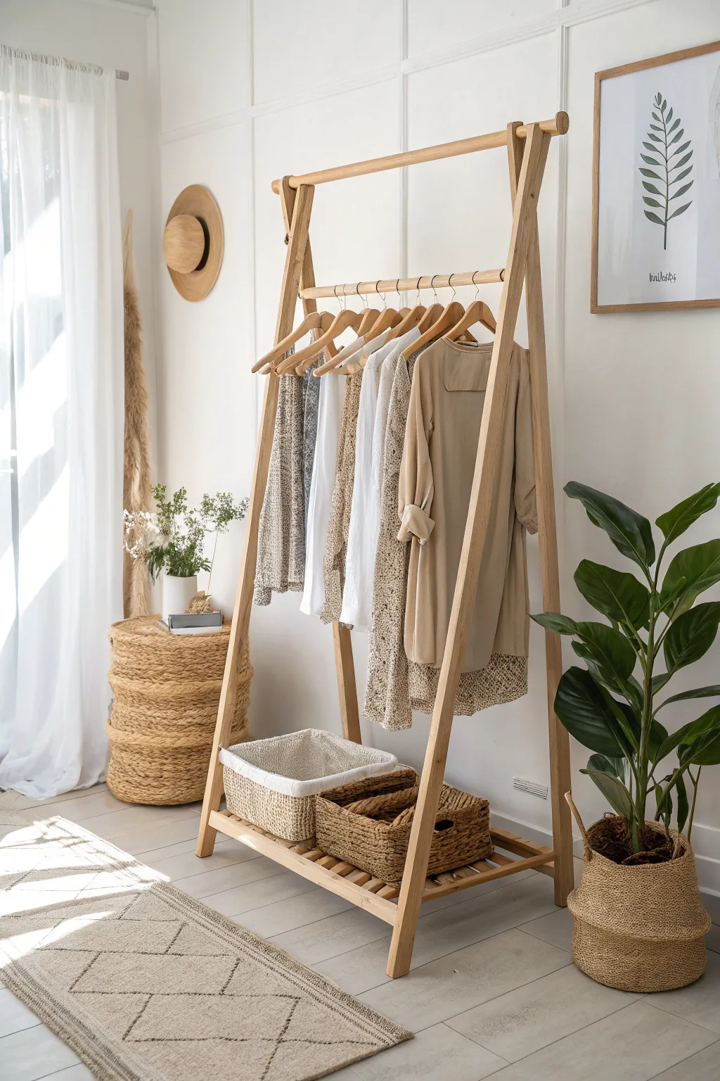 Elevate your space with a touch of nature through a stylish open rack system.