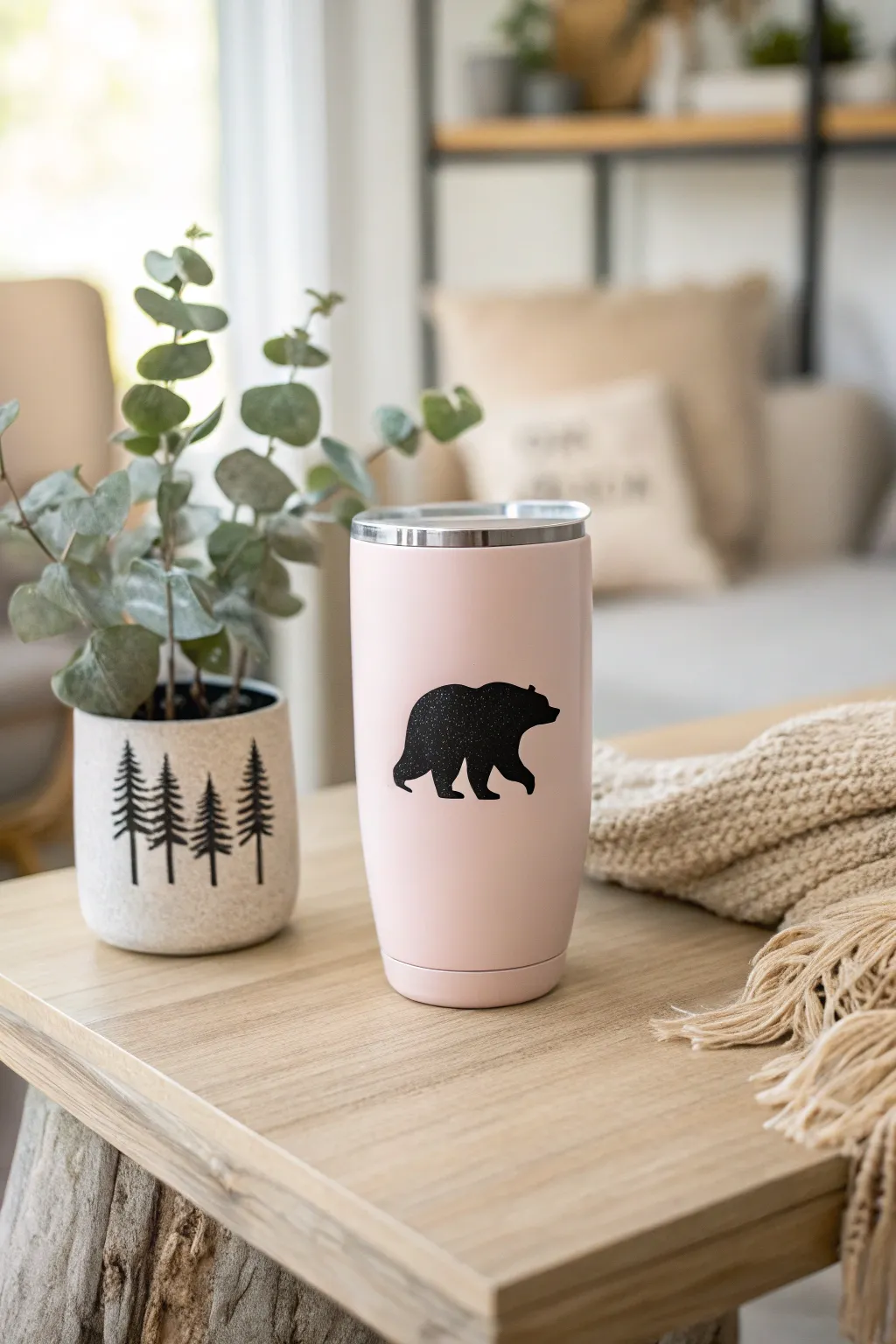 Embrace strength and warmth with this classic bear silhouette tumbler—your perfect morning coffee companion.