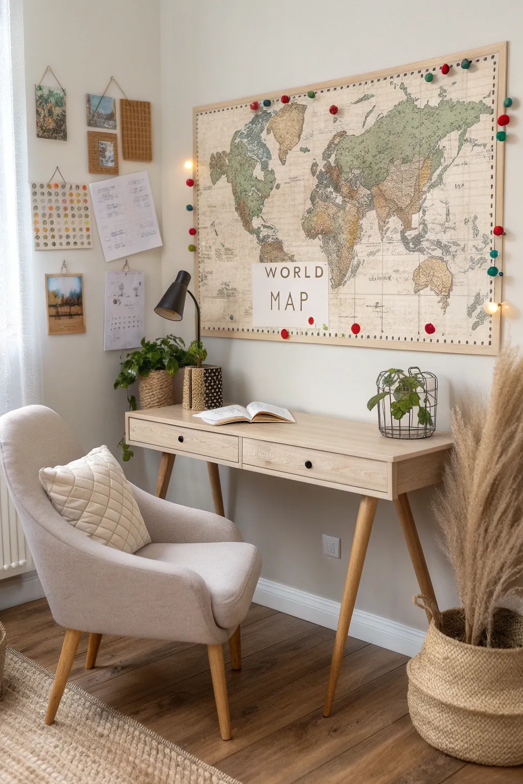 Embark on your dream journeys with this World Explorer's Map – a beautiful blend of wanderlust and Scandinavian minimalism.