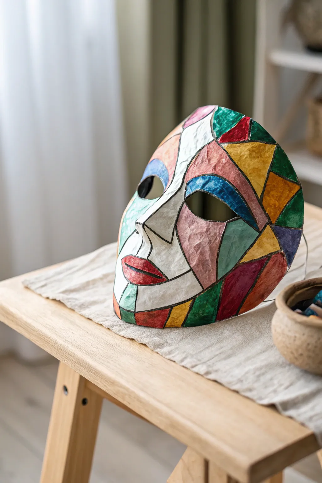 Transform your art class with this stunning tissue paper mask, where simplicity meets vibrant creativity!