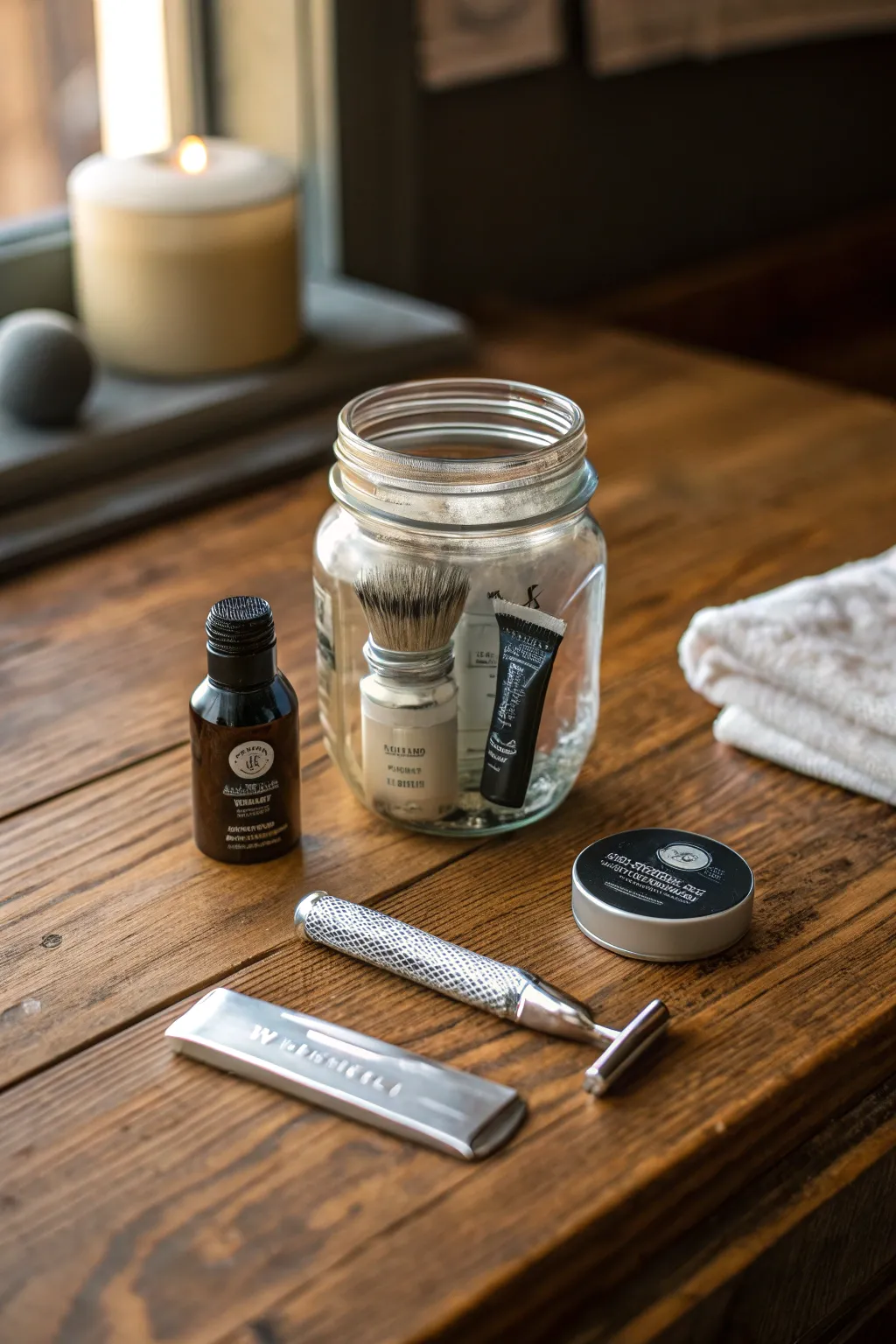 Craft the perfect travel companion: a Grooming Essentials Jar for the modern man.