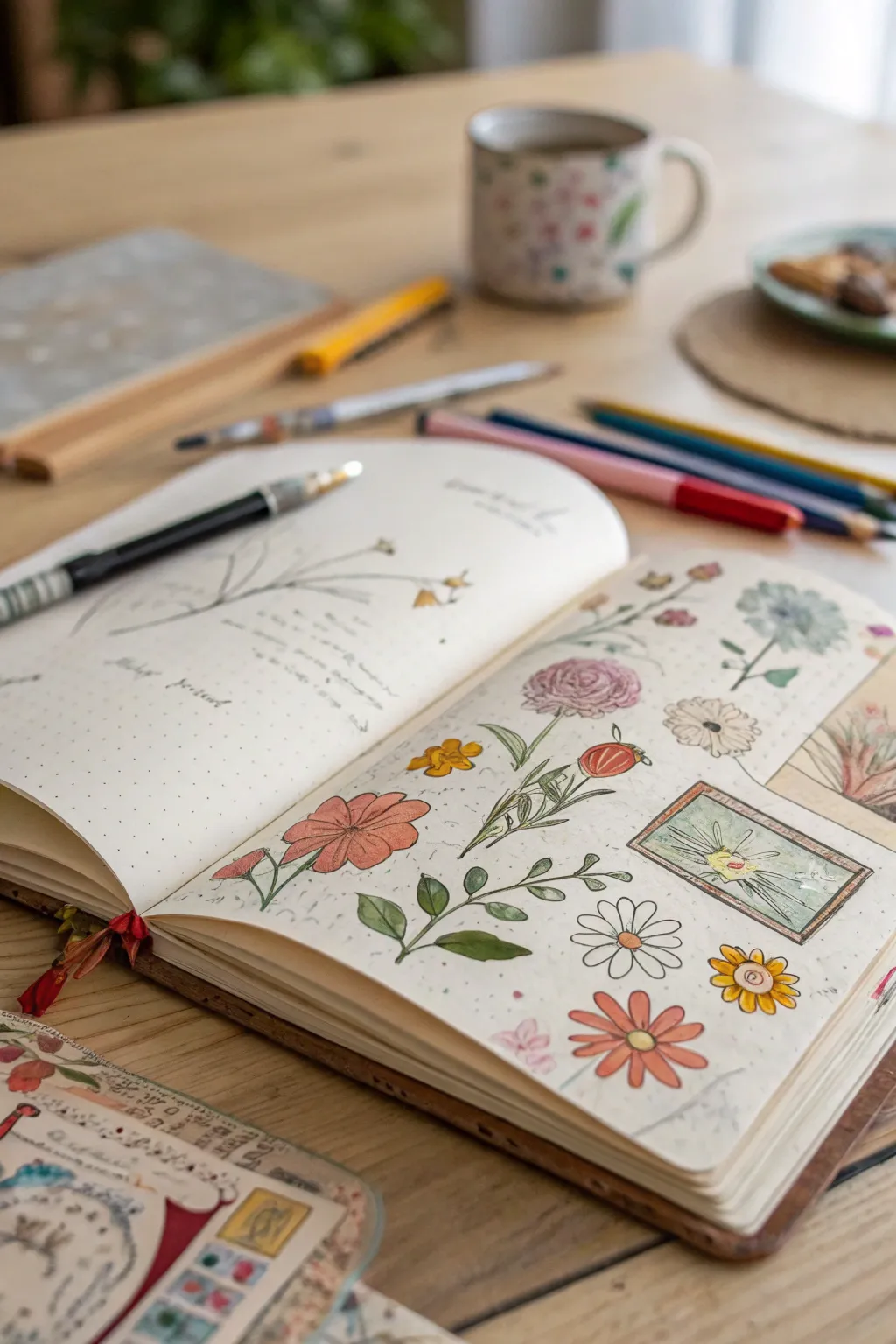 Unleash your creativity with a mixed media masterpiece—where sketches, stickers, and color unite in perfect harmony. #ArtisticEscape
