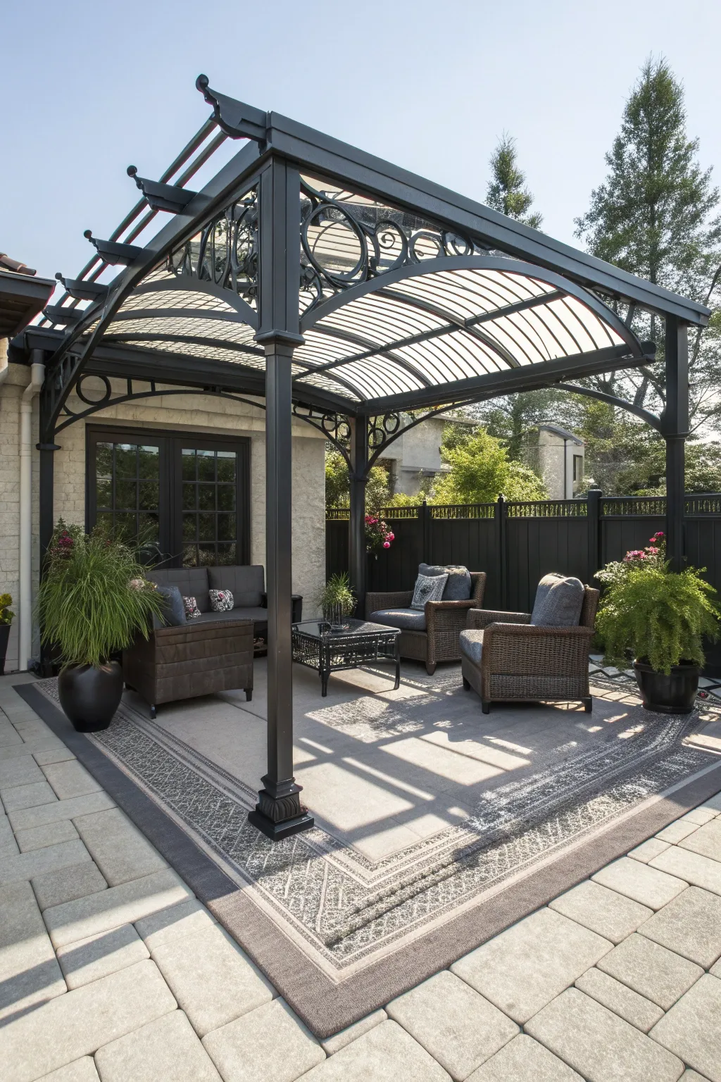Transform your metal carport into the perfect outdoor retreat with style and craftsmanship.