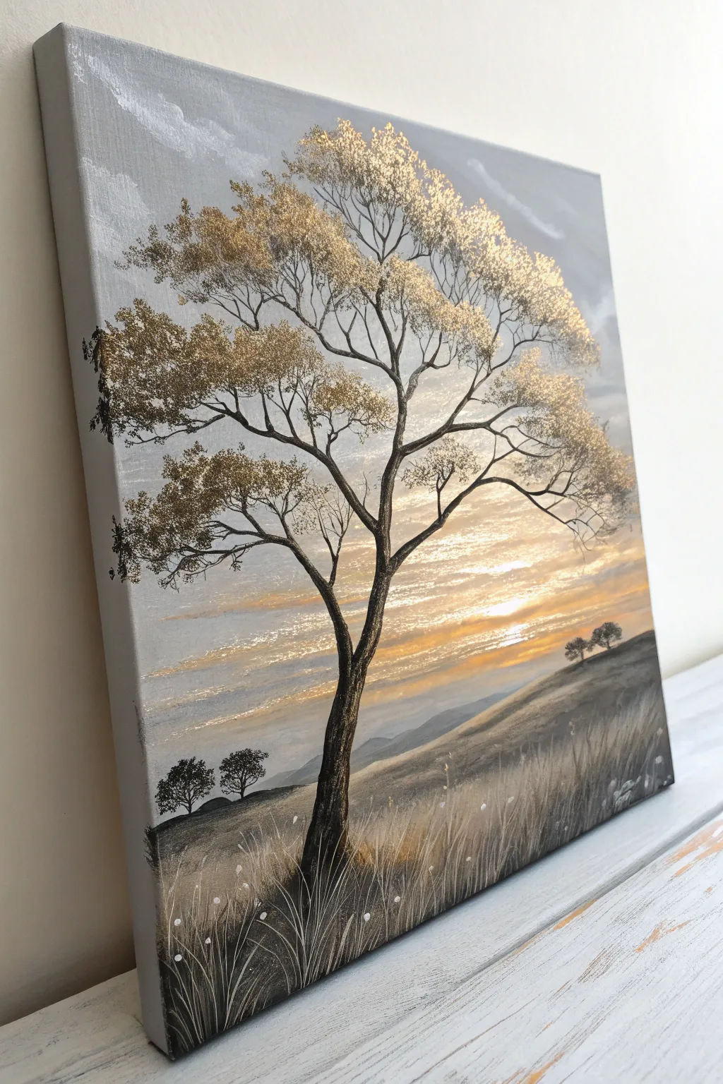 Discover the magic of metallic hues in nature-inspired art, where elegance meets simplicity.