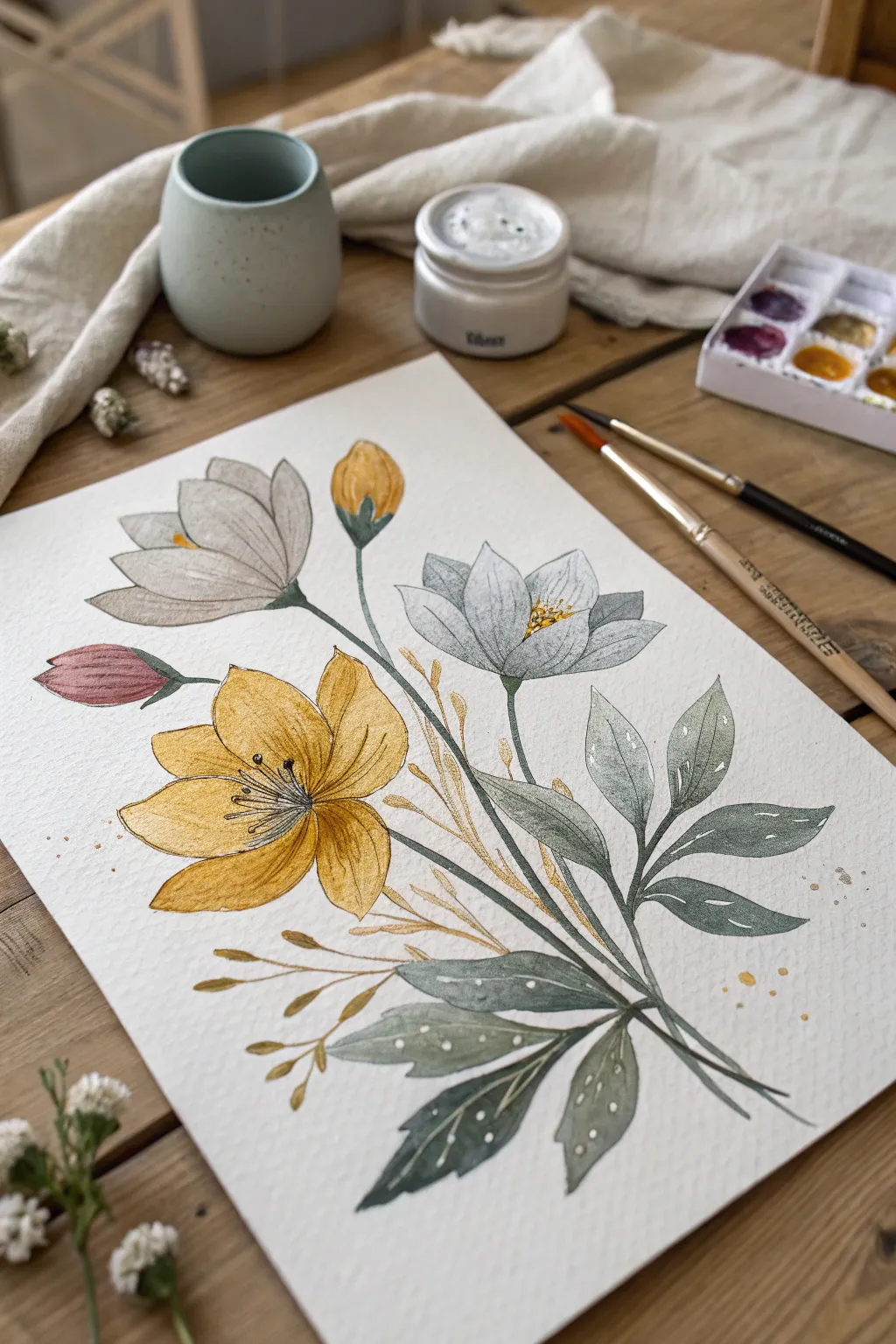Illuminate your art with the subtle shimmer of metallic watercolors.