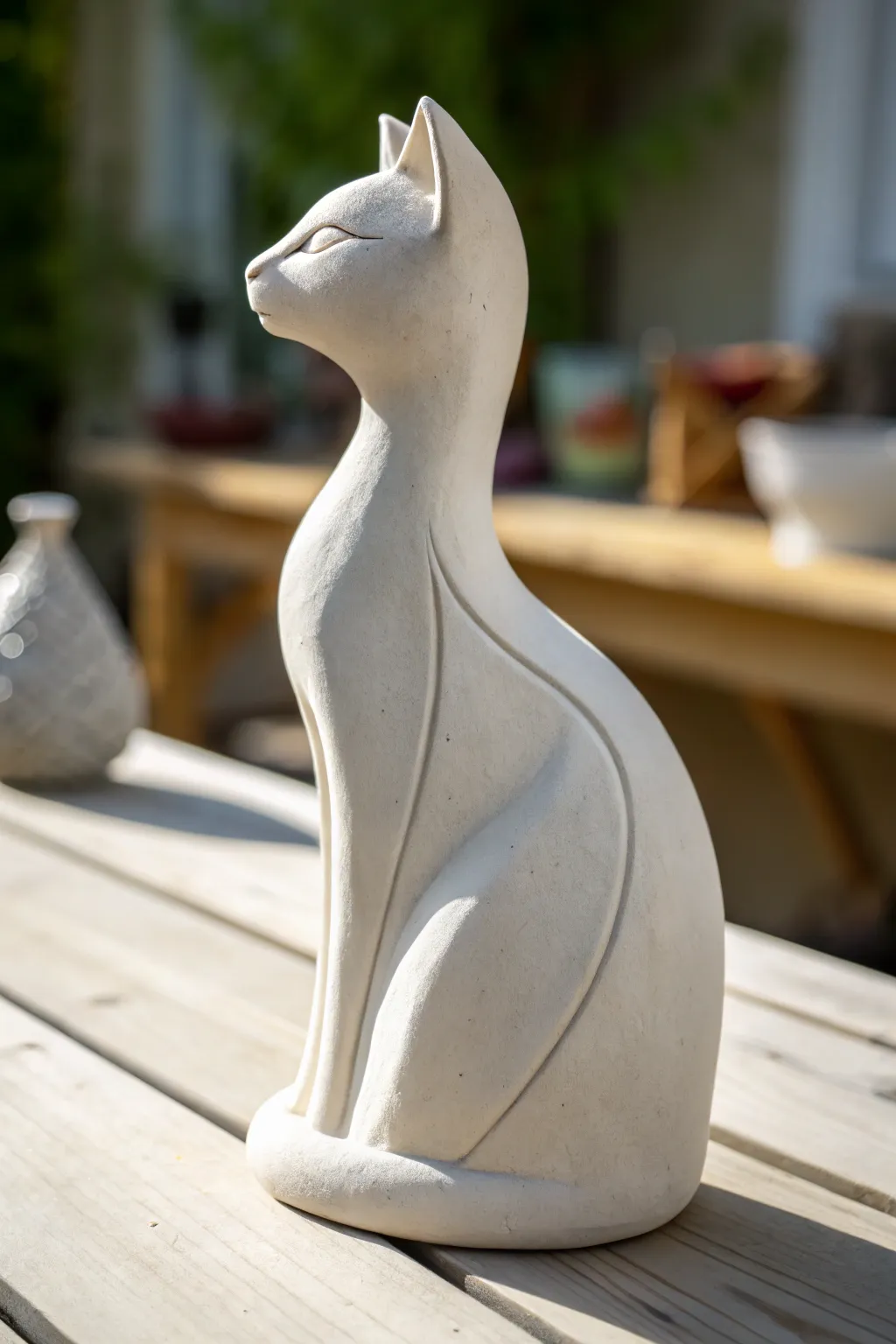 Embrace simplicity and elegance with this minimalist clay cat sculpture, perfect for adding a touch of artful charm to any space.