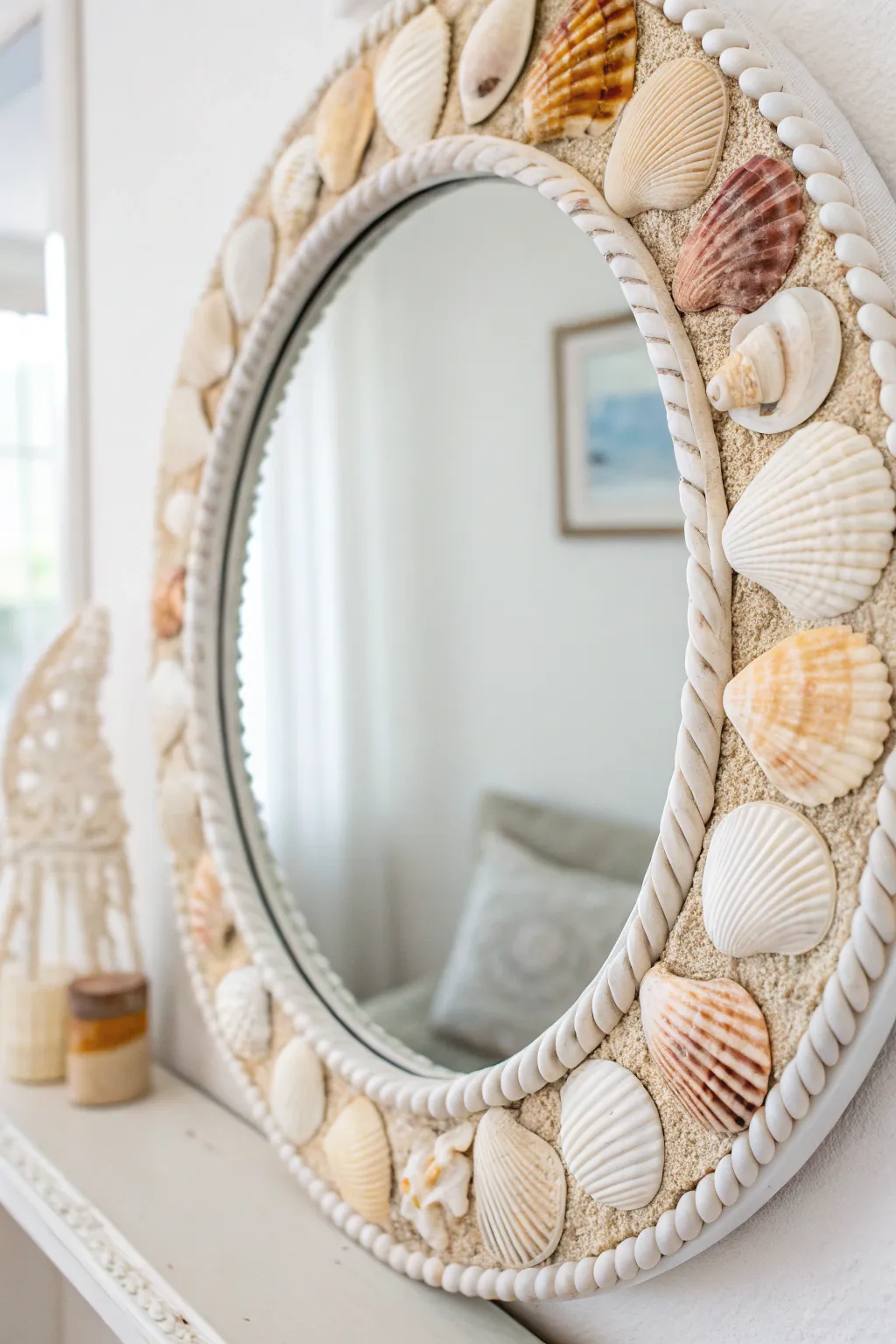 Bring the serene beauty of the beach into your home with this elegant DIY sea shell mirror.