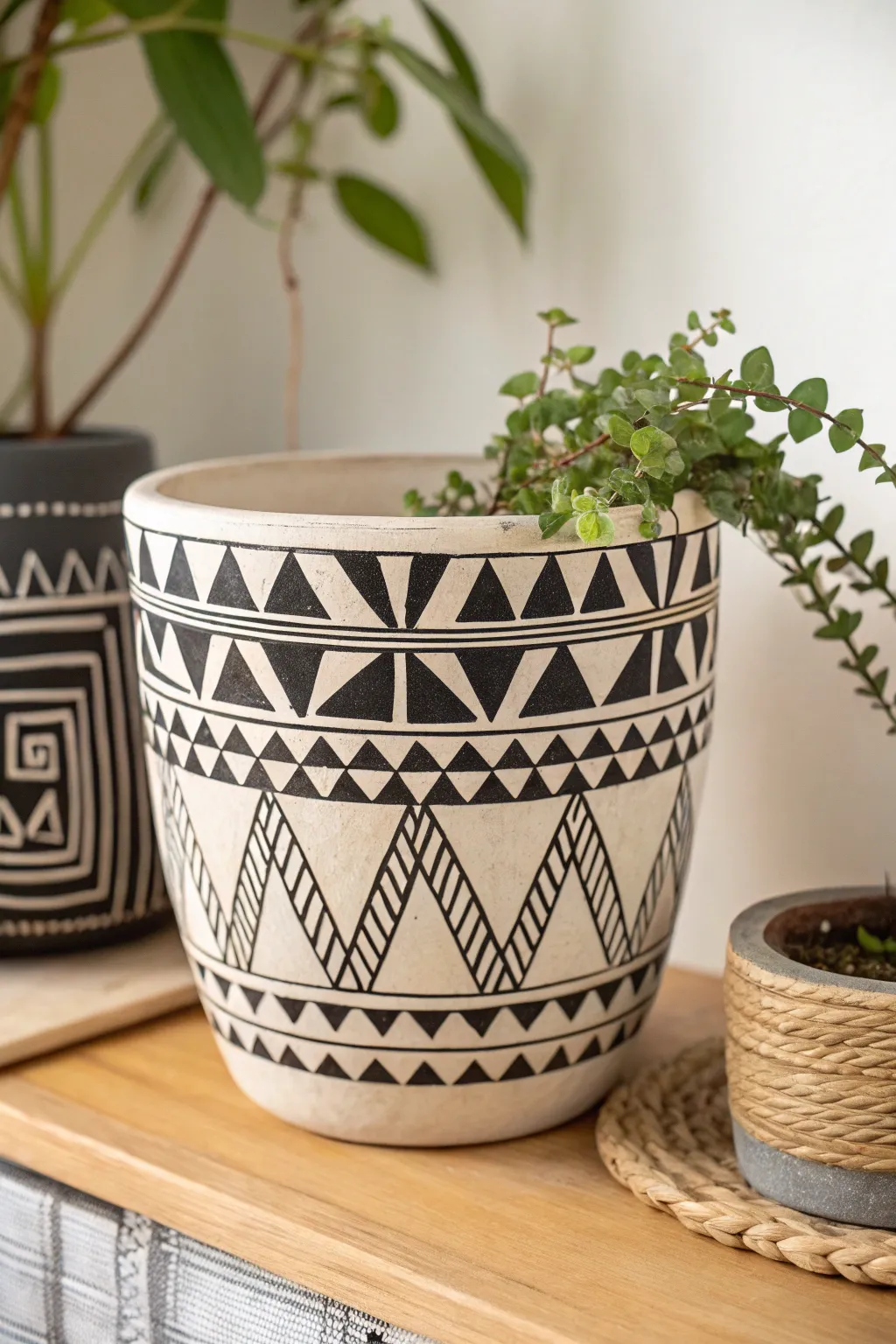 Transform your space with bold geometric ceramic designs - where simplicity meets artistic flair.