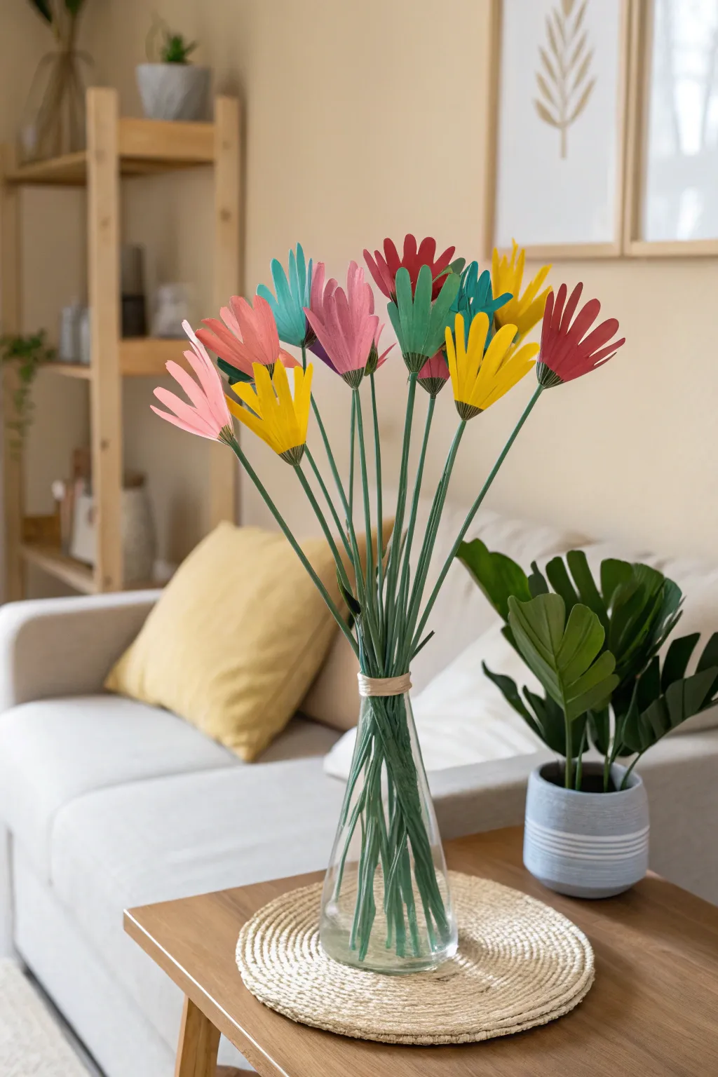 Capture the beauty of creativity with a handprint flower bouquet, a perfect blend of simplicity and charm.