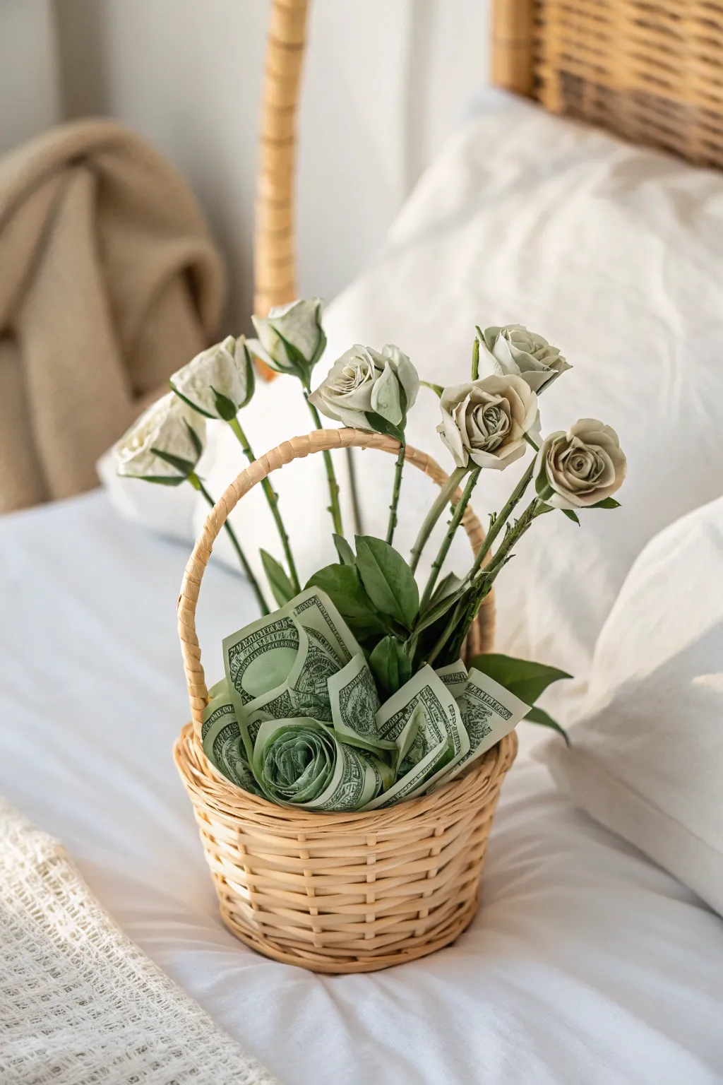 Elevate your gifting with elegant money flowers, where minimalism meets artistry.