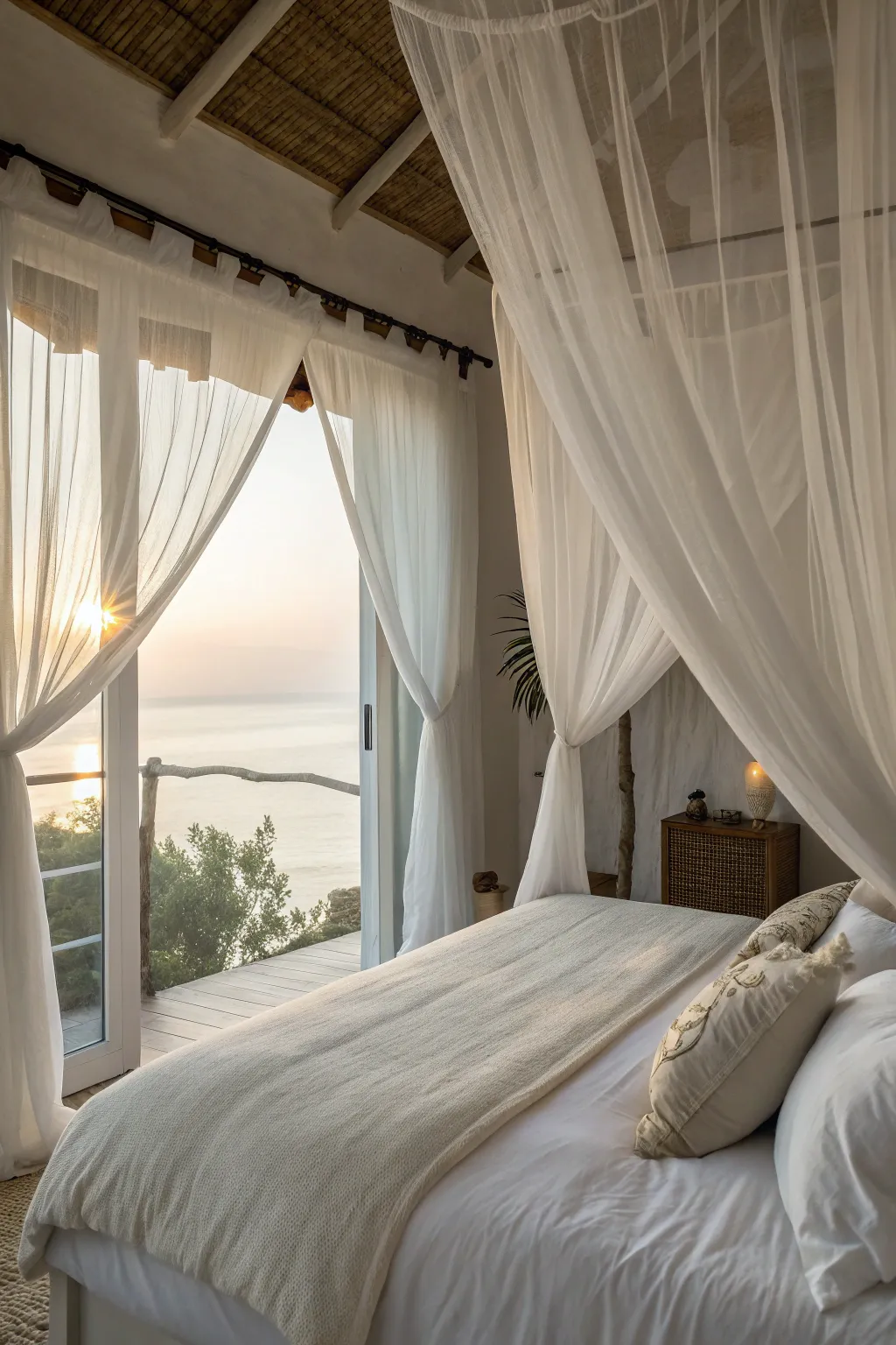 A serene white bedroom that feels like a peaceful retreat.