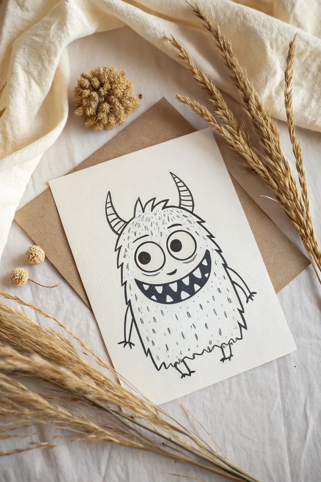 Whimsical Wonders: Embrace the playful charm of funky face monsters through minimalist artistry.