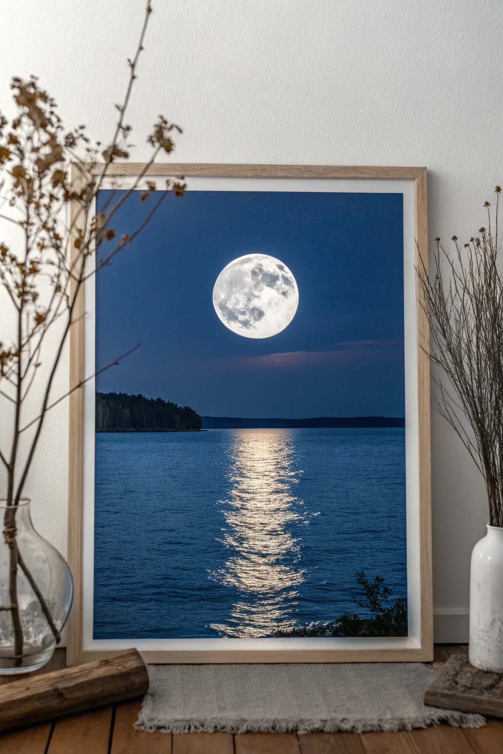 Embrace tranquility with this moonlit reflection masterpiece.
