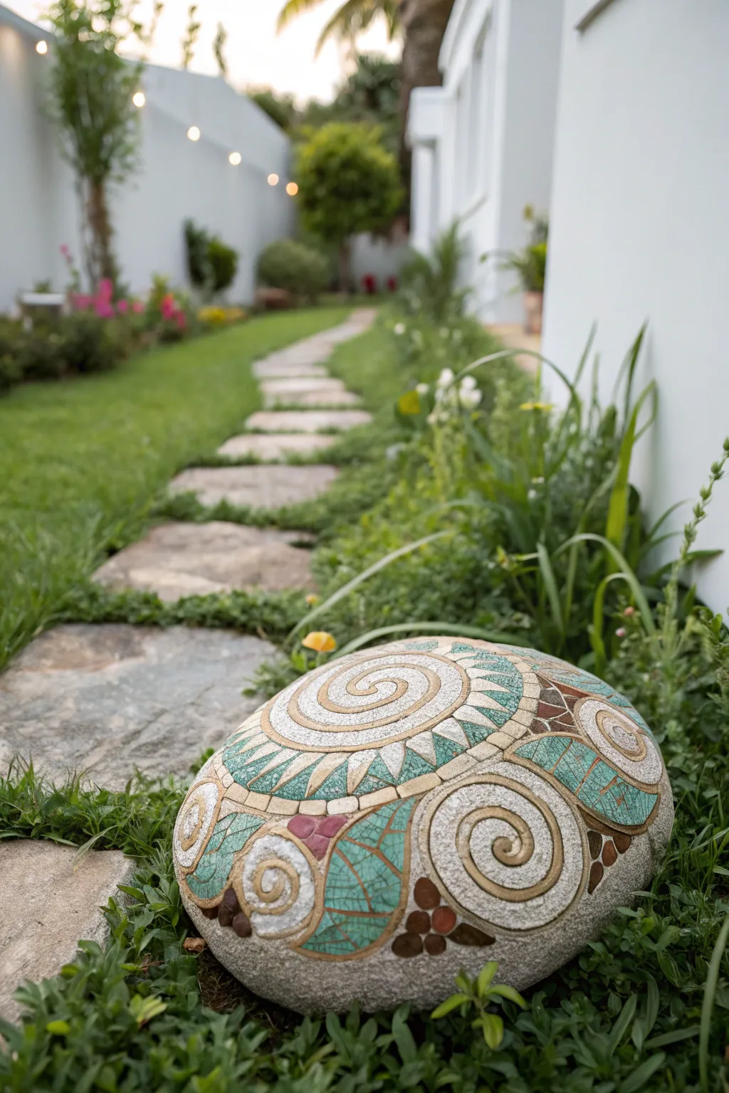 Step into serenity with exquisite mosaic garden path designs.