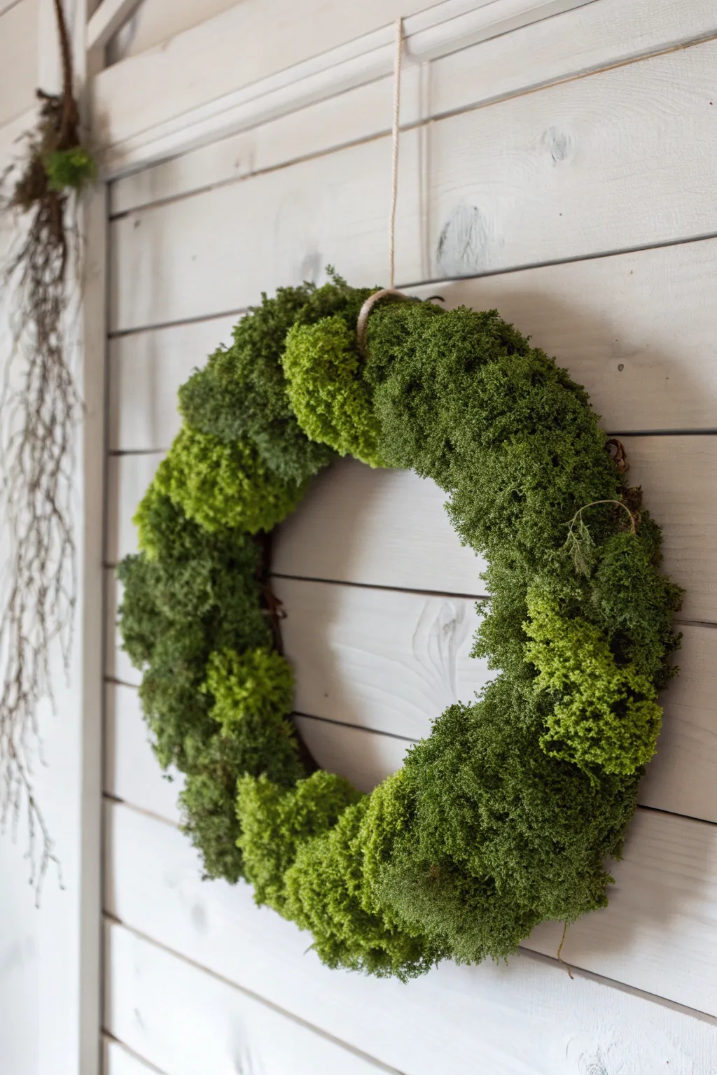 Embrace the simplicity and elegance of nature with this classic green moss wreath, perfect for adding a fresh, natural vibe to any space.