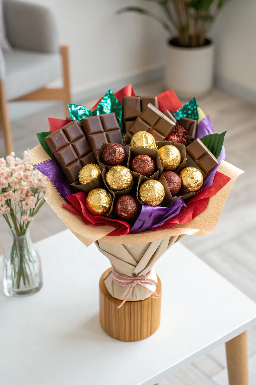 Indulge in the timeless elegance of a classic chocolate bouquet, perfect for a sweet Mother's Day surprise.