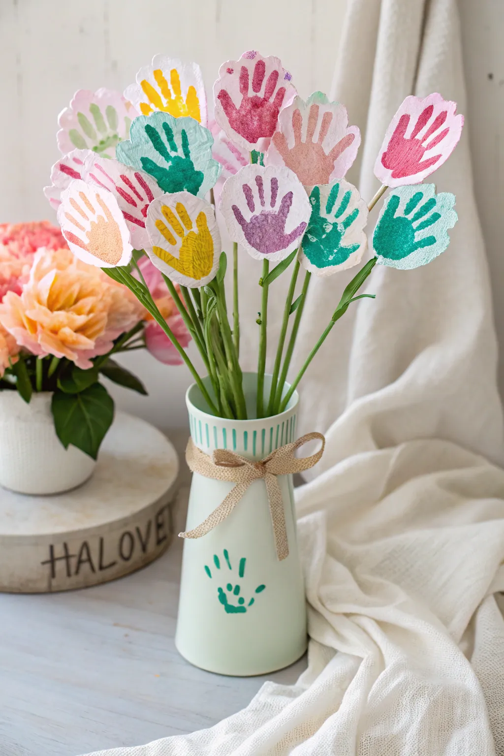 Celebrate Mother's Day with a bouquet of love - handprint flowers created by little hands.