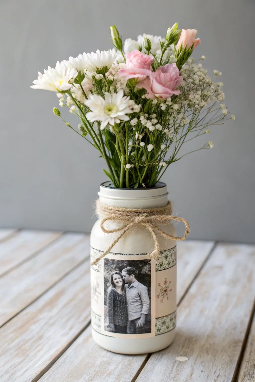 Craft a memory-filled Mother's Day with this charming photo vase—where family moments and nature's beauty unite.
