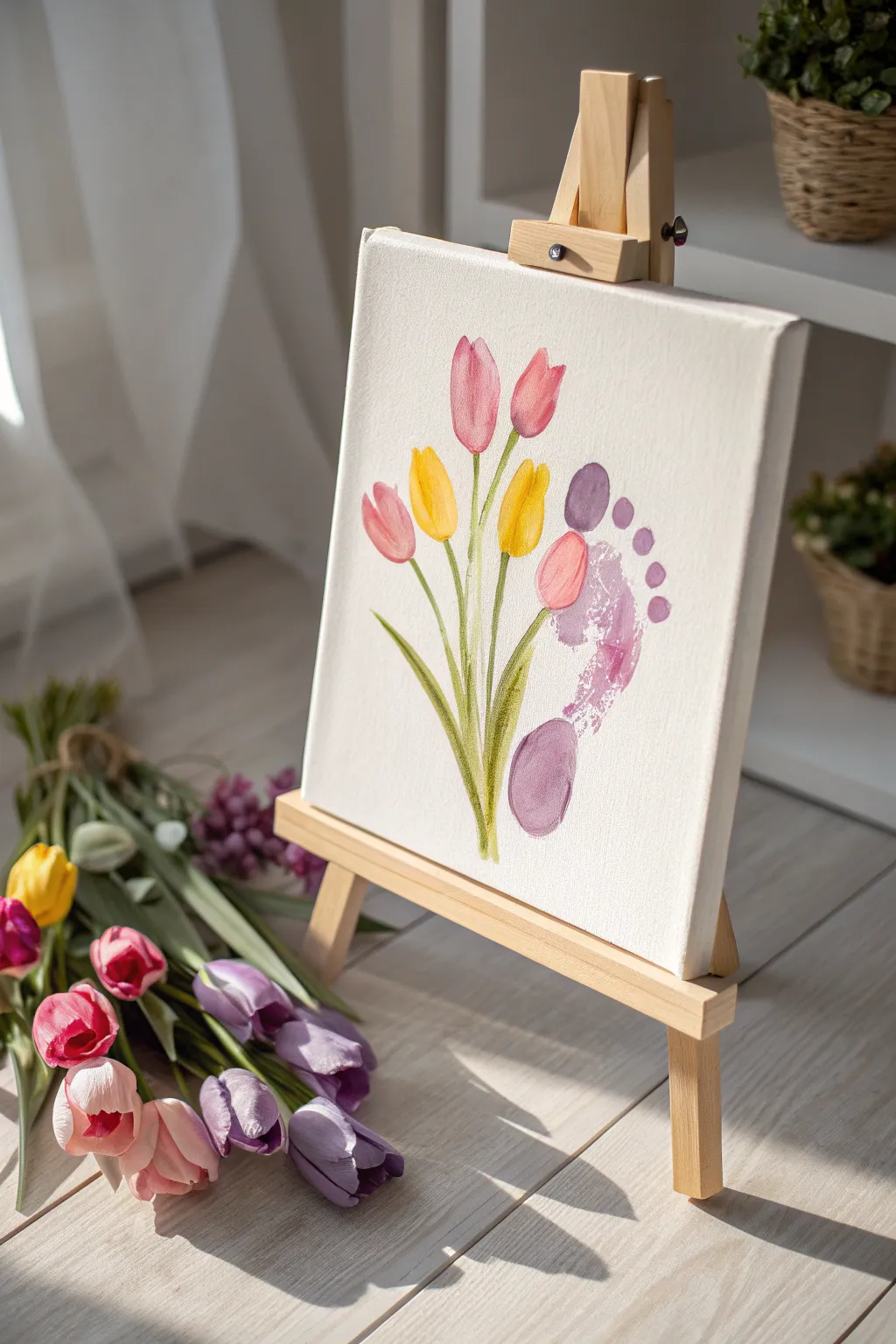 Celebrate Mother's Day with handcrafted footprint flower art that captures tiny toes and vibrant blooms. 🌷