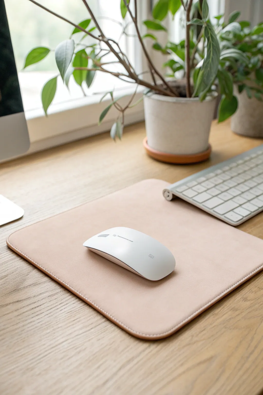Elevate your workspace with the serene simplicity of a minimalistic mousepad—where functionality meets natural beauty.