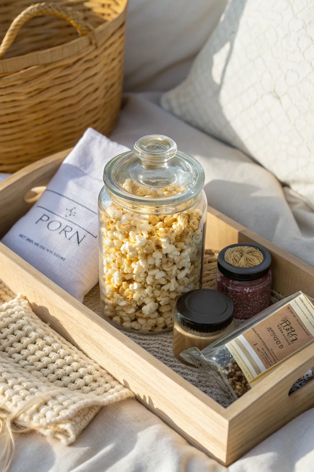 Elevate your movie night with a touch of gourmet popcorn magic! 🎬🍿 #MovieNightEssentials #ScandiBohoStyle