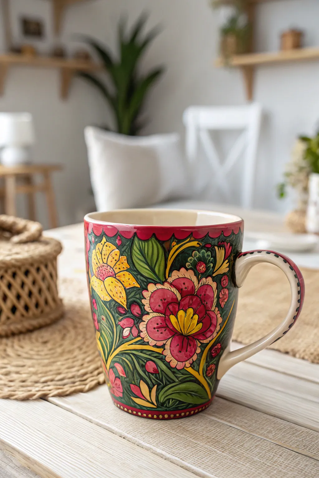 Sip your way into spring with this stunning floral mug, where craftsmanship meets nature's beauty.