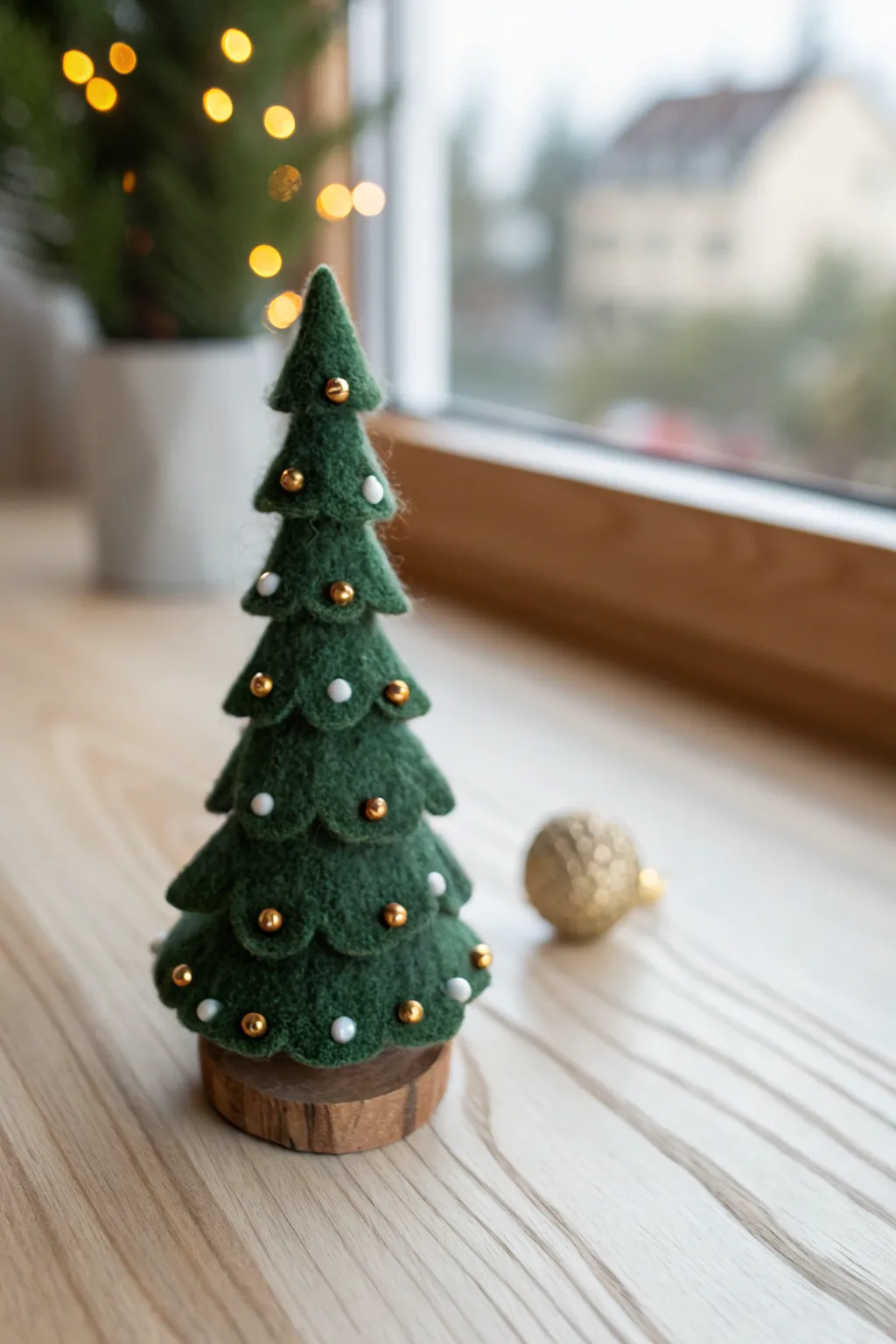 Crafted with love: A minimalist felted Christmas tree that brings festive cheer with Scandinavian charm.