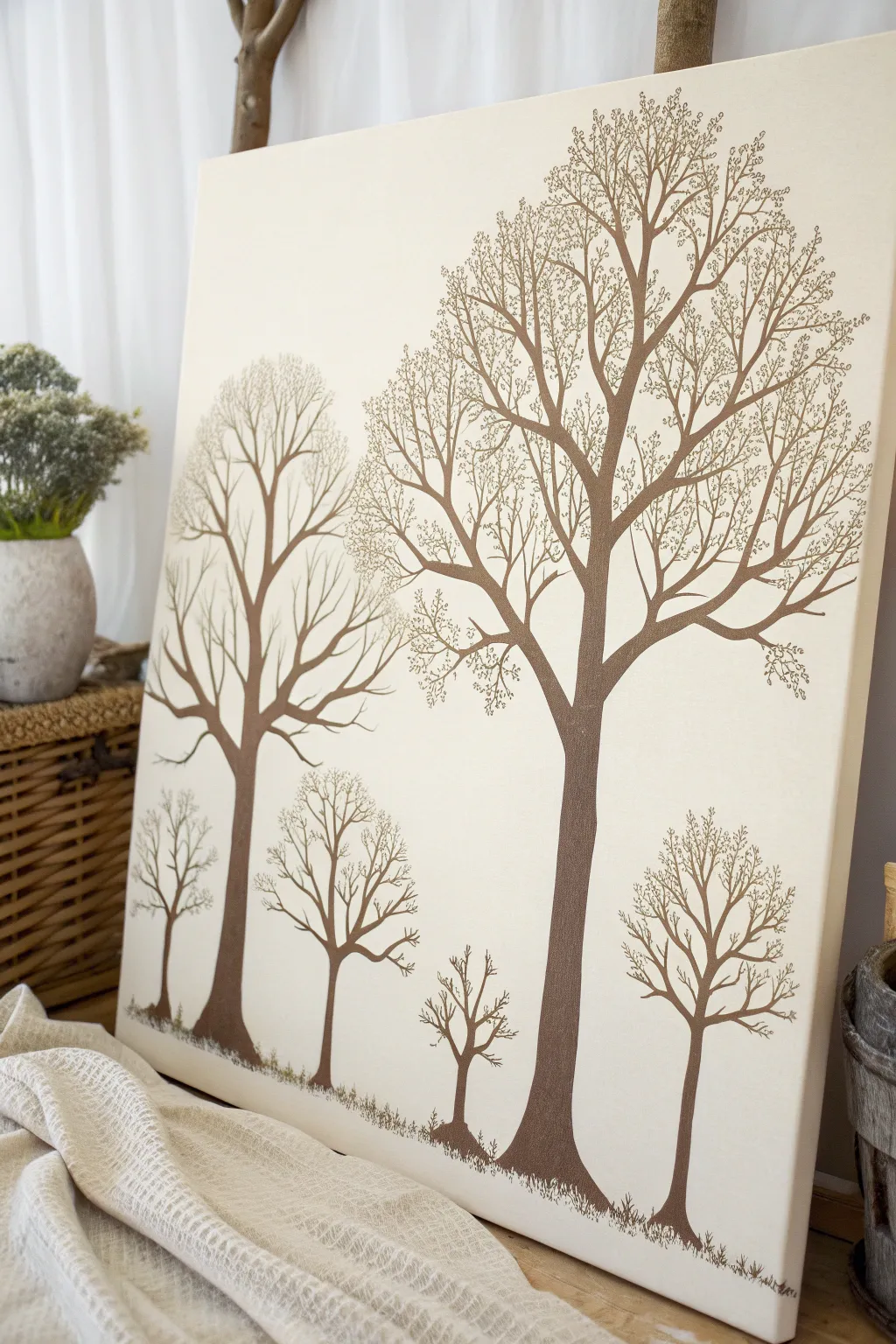 Embrace the art of negative space with serene tree silhouettes, perfect for a touch of natural elegance in your home.