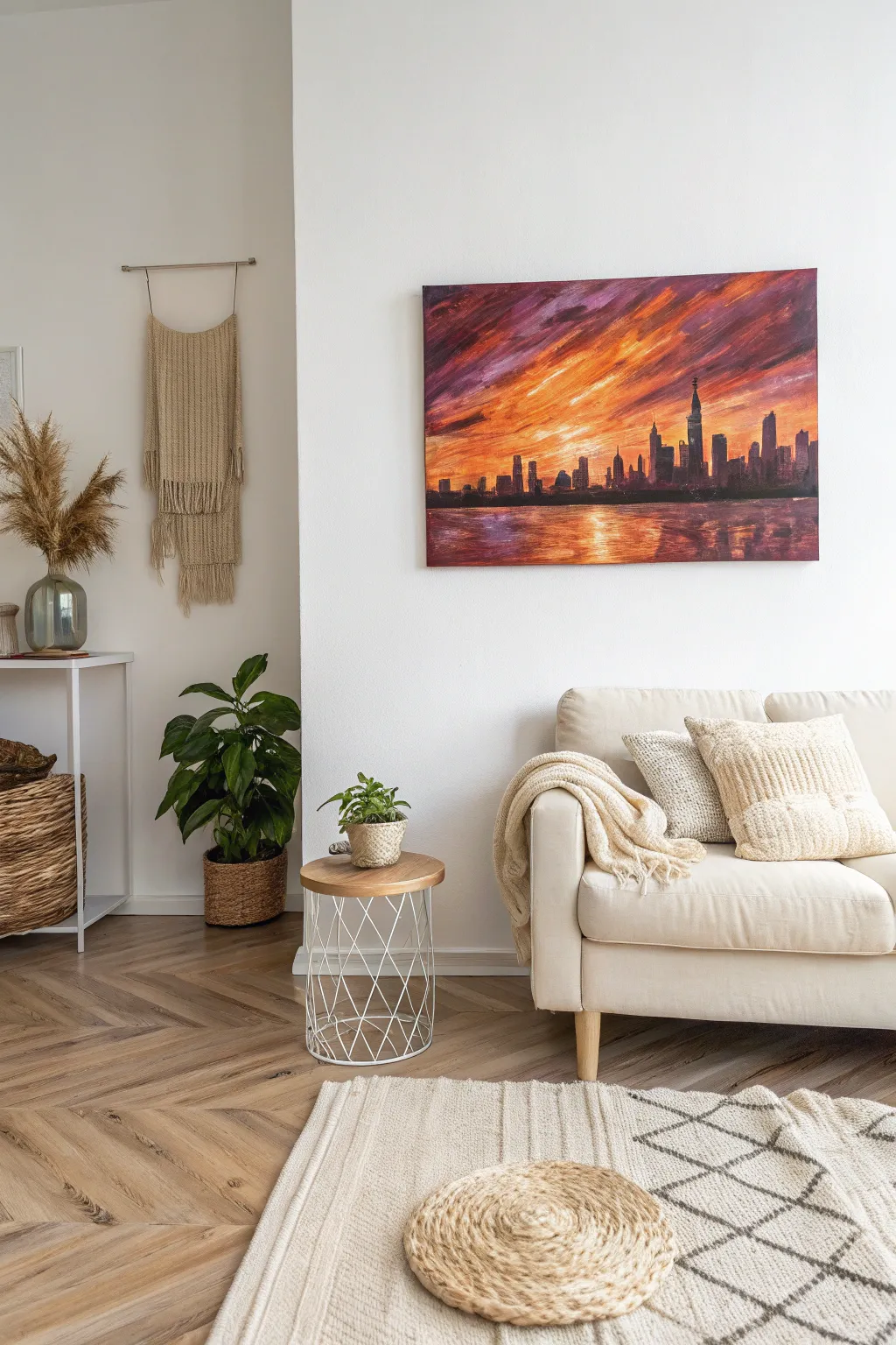 Embrace the magic of sunset hues in a minimalist masterpiece.