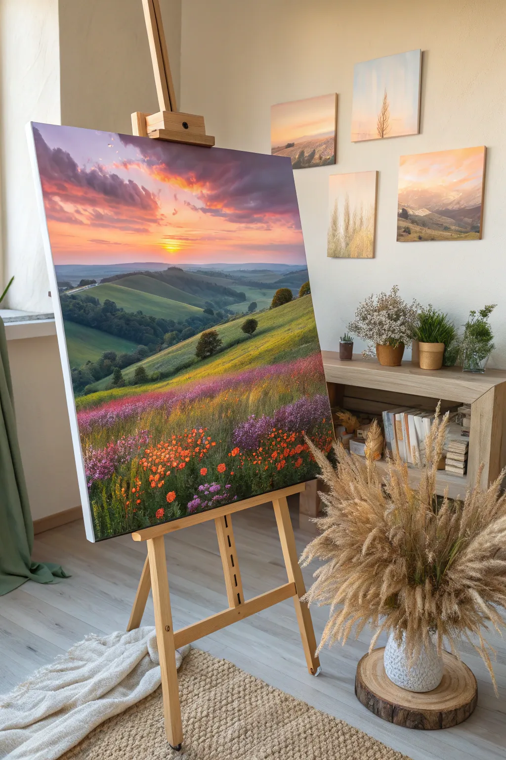 Bring warmth and color to your space with a serene sunset landscape painting. 🌅🎨 #ScandiBoho #ArtfulLiving