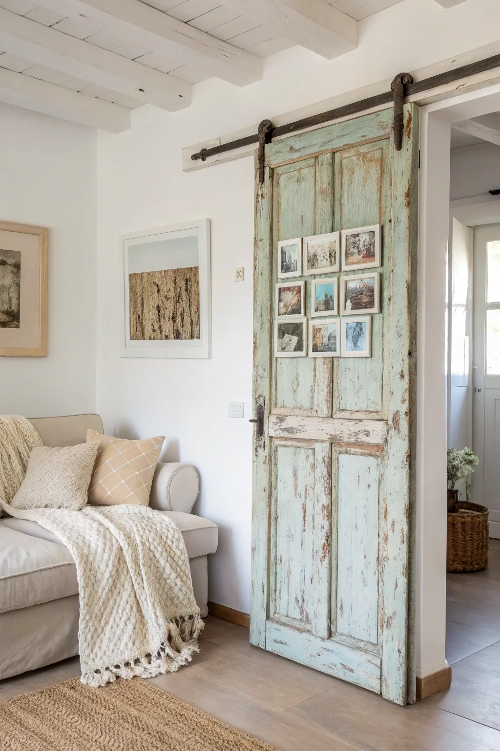 Transform history into art with this stunning old door picture frame display, perfect for adding a touch of rustic elegance to your home.