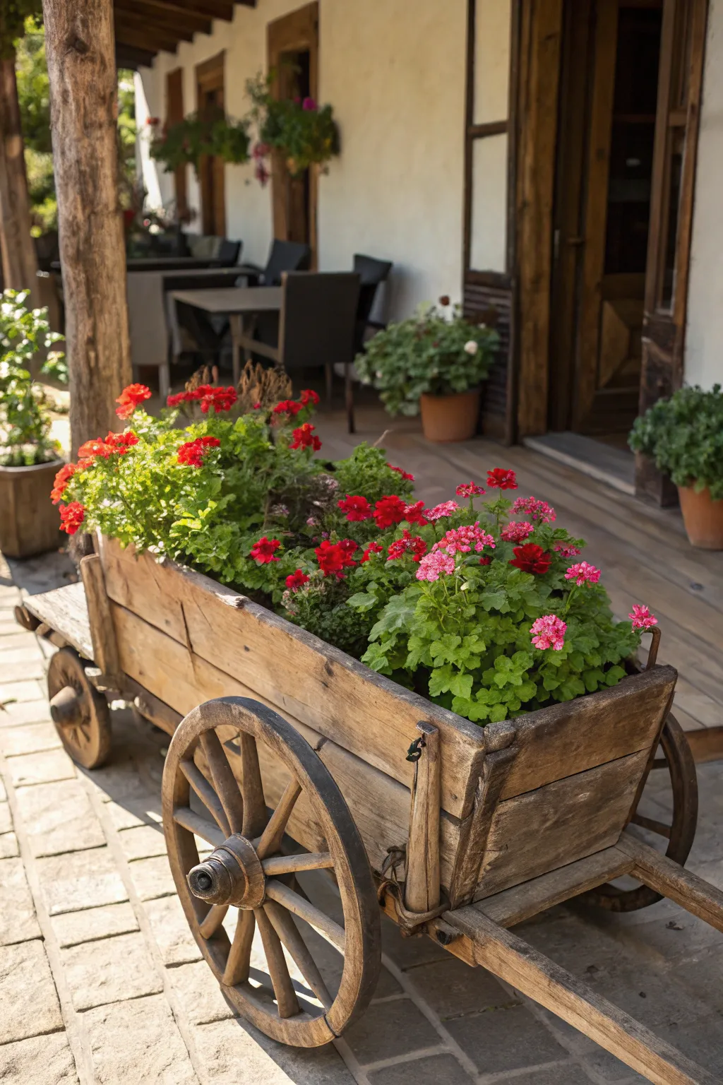 Transform your old wagon into a stunning mobile garden centerpiece!