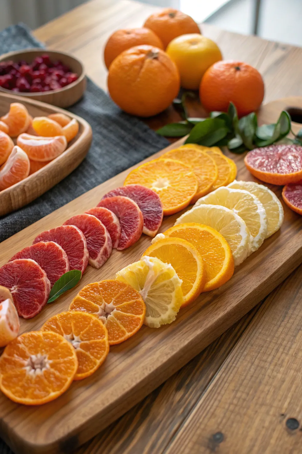 A citrus symphony of orange slices beautifully arranged to catch the eye.
