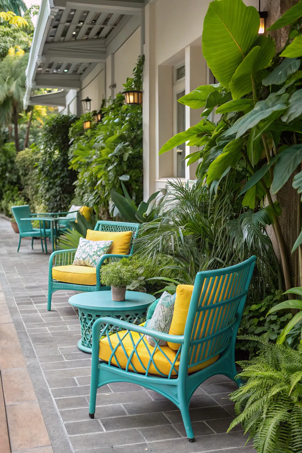 Create a tropical vibe with turquoise and yellow.