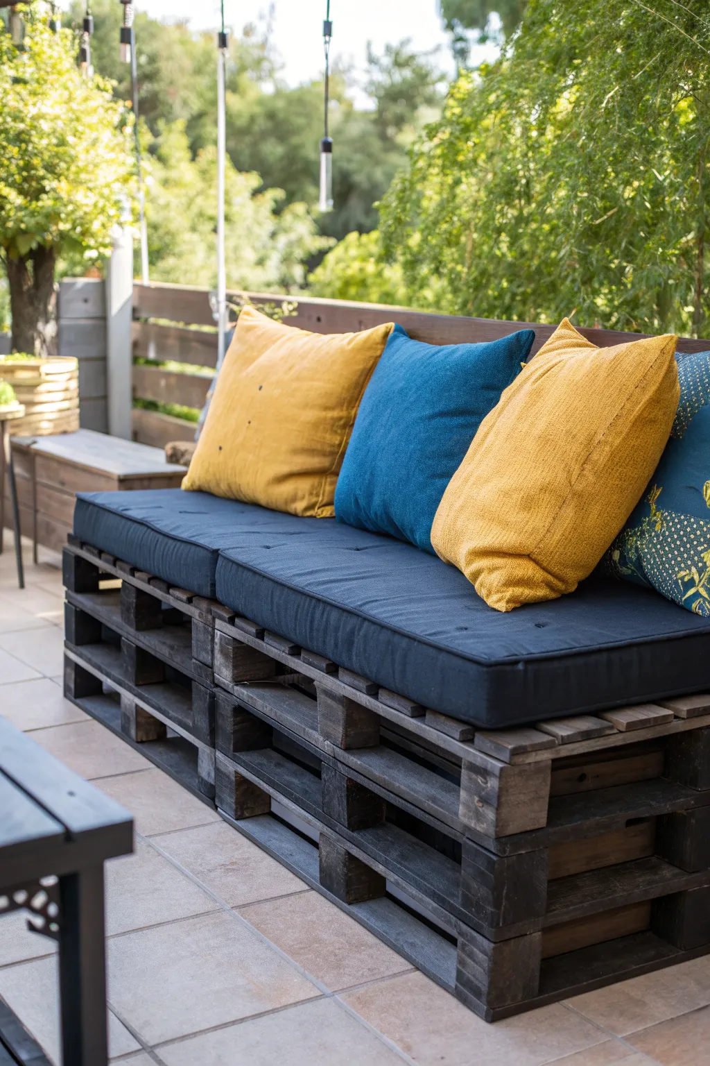 Elevate your patio with sleek DIY pallet seating—where craftsmanship meets comfort. 🌿🛠️