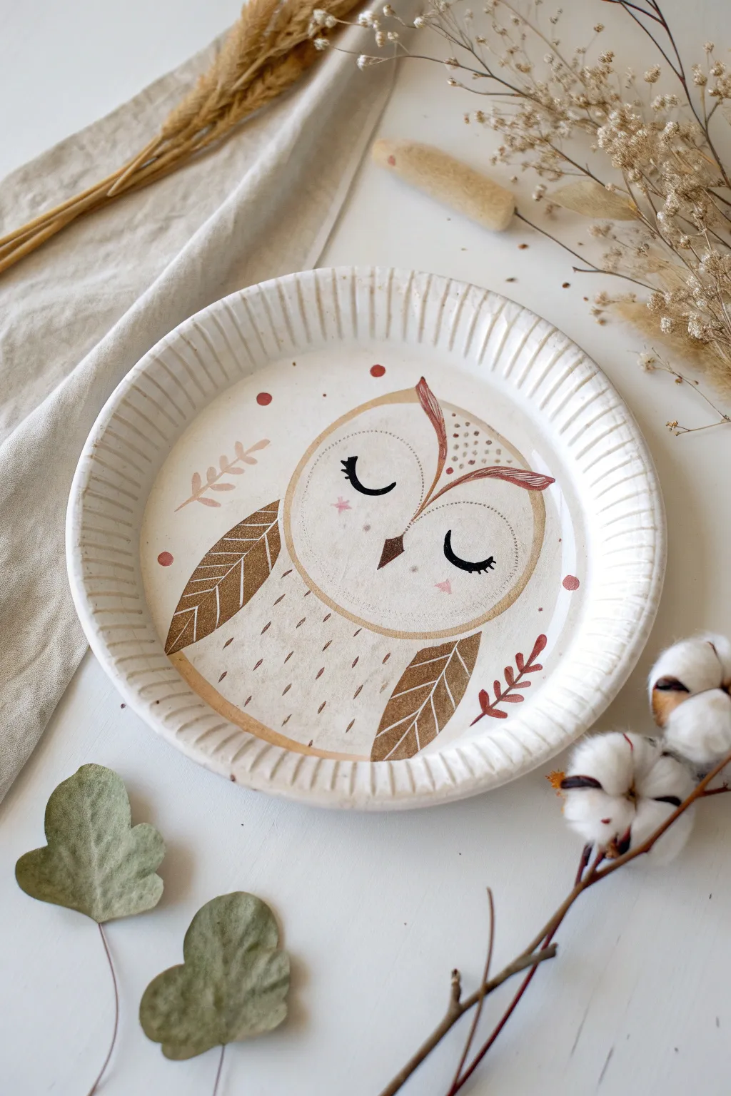 Embrace simplicity and creativity with this charming paper plate owl, perfect for a touch of boho elegance.