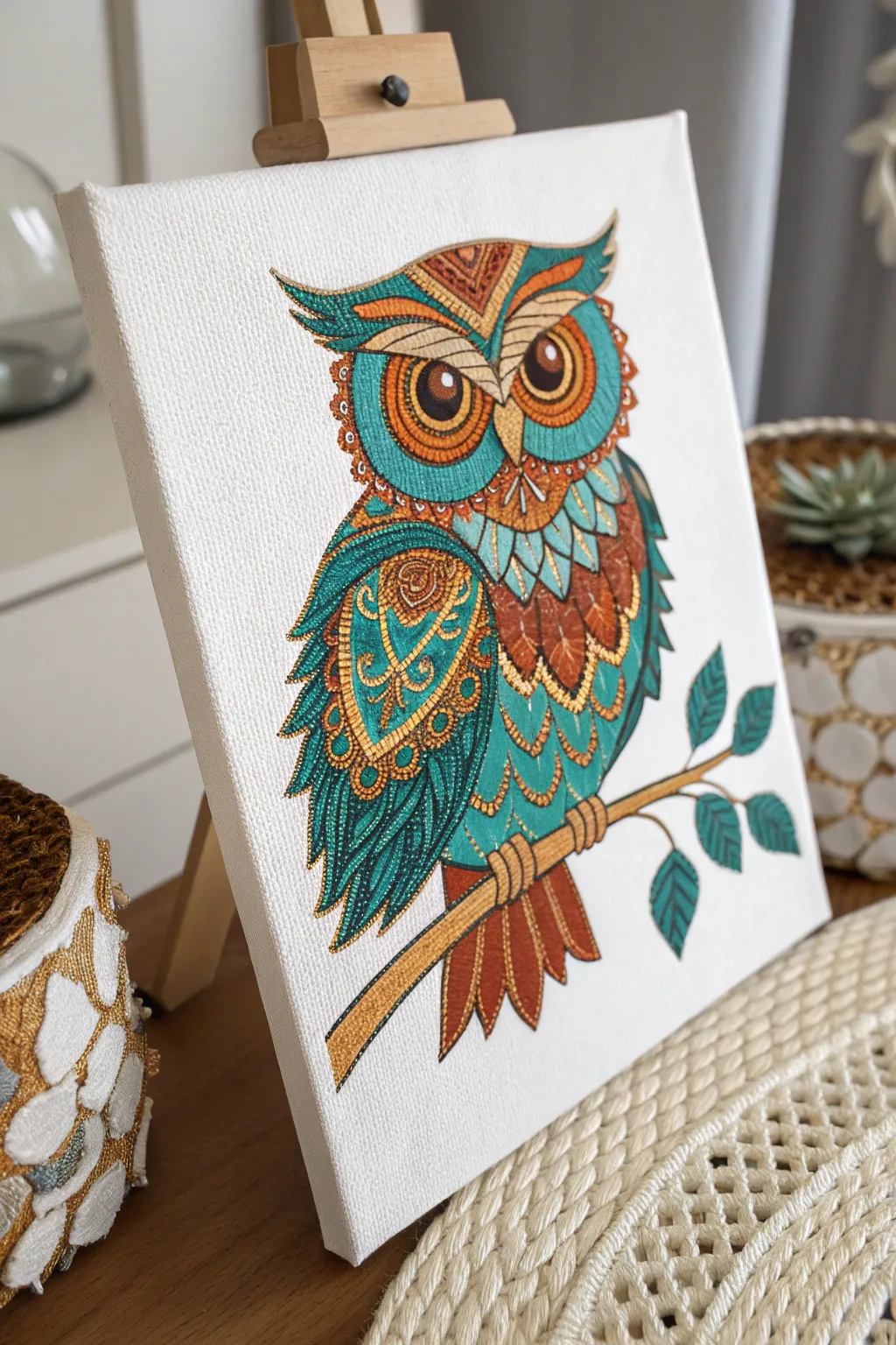 Embrace the elegance of nature with a vibrant and detailed owl masterpiece.