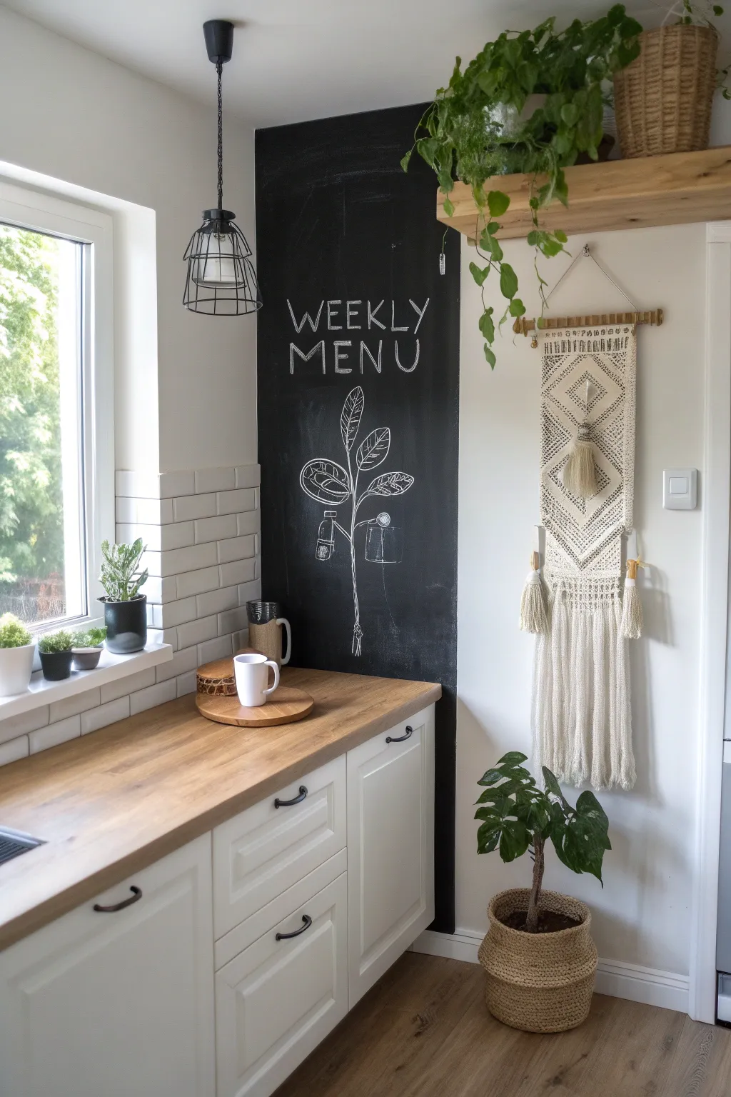 Transform your space into an interactive art piece with a chic chalkboard wall.