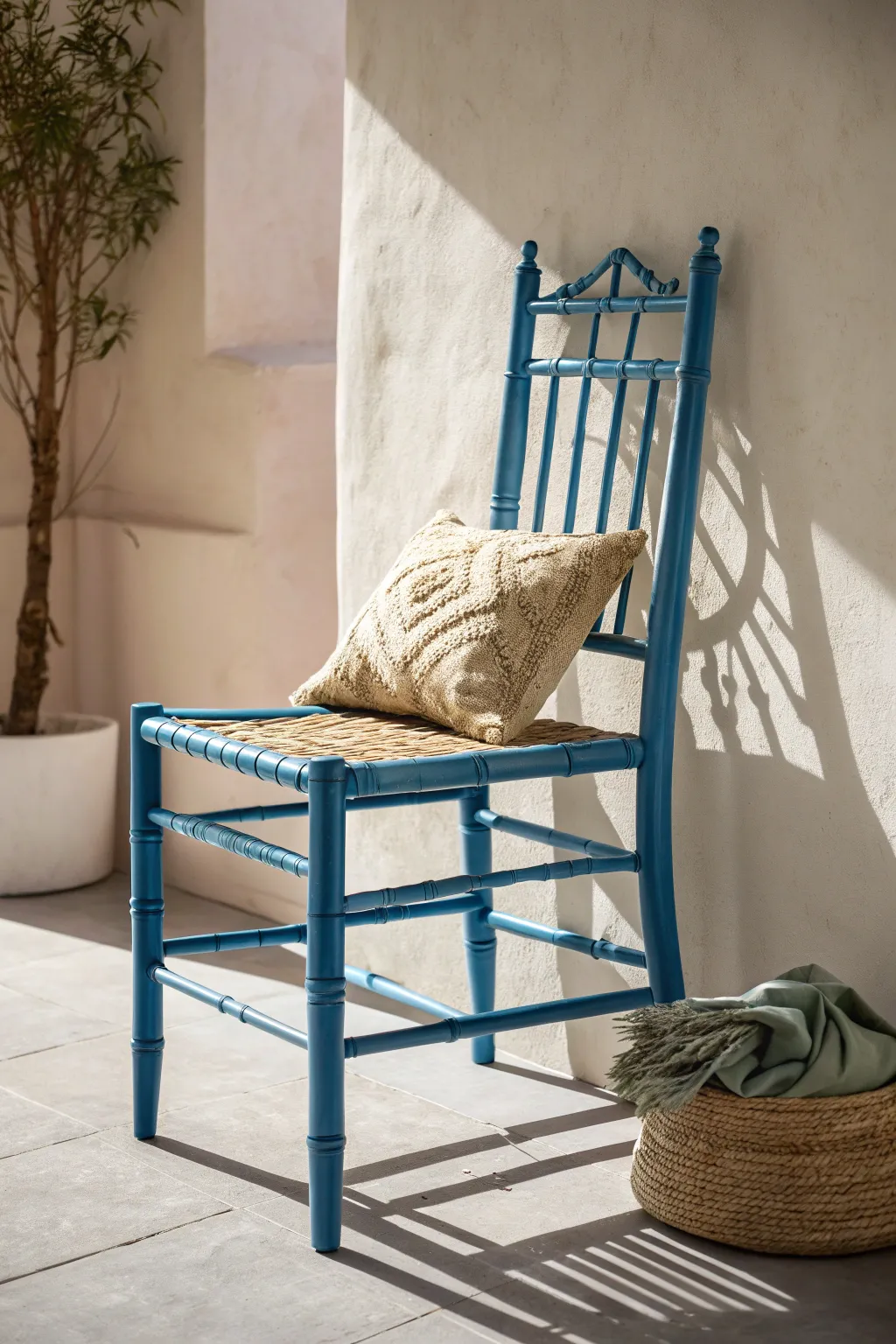 Elevate your space with the bold elegance of blue bamboo craftsmanship.