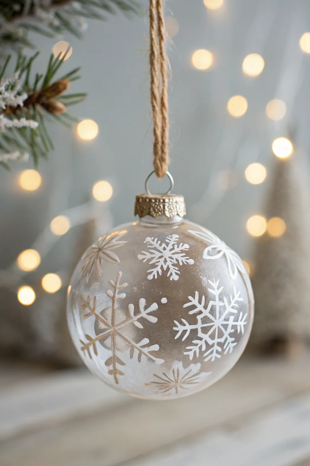 Transform your holiday decor with the elegant simplicity of hand-painted snowflake ornaments. ❄️✨ #ScandinavianChic #BohoBeauty