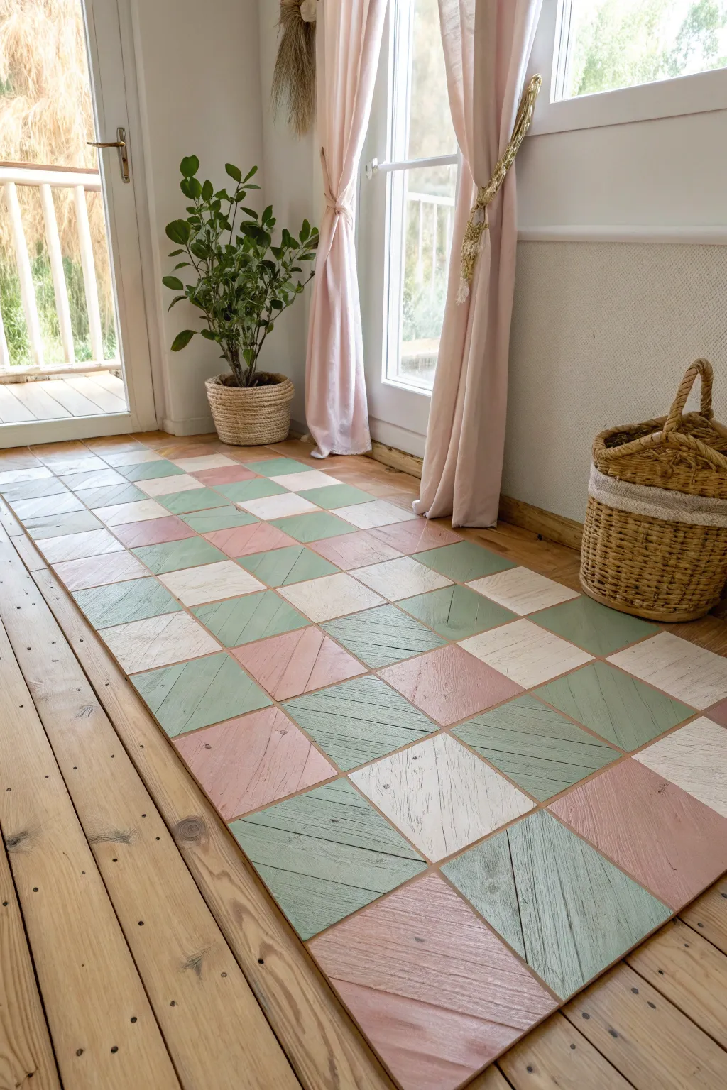 Transform your space with a playful yet elegant checkerboard floor. 🌿✨