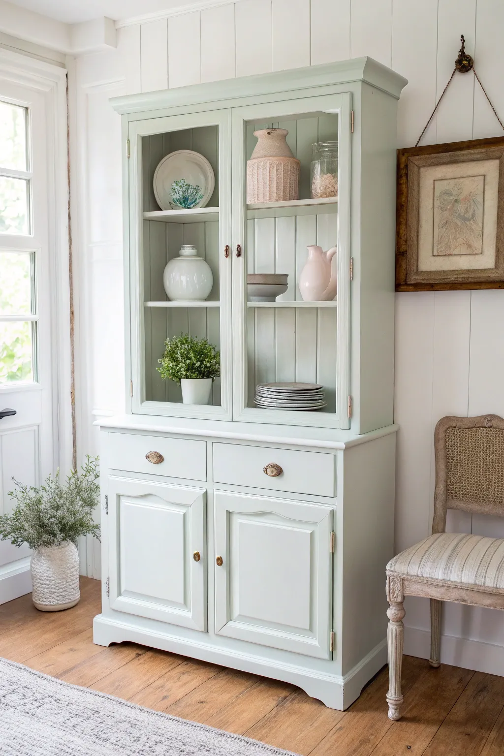 Chalk Paint Magic: Discover the effortless elegance of a vintage hutch transformation.