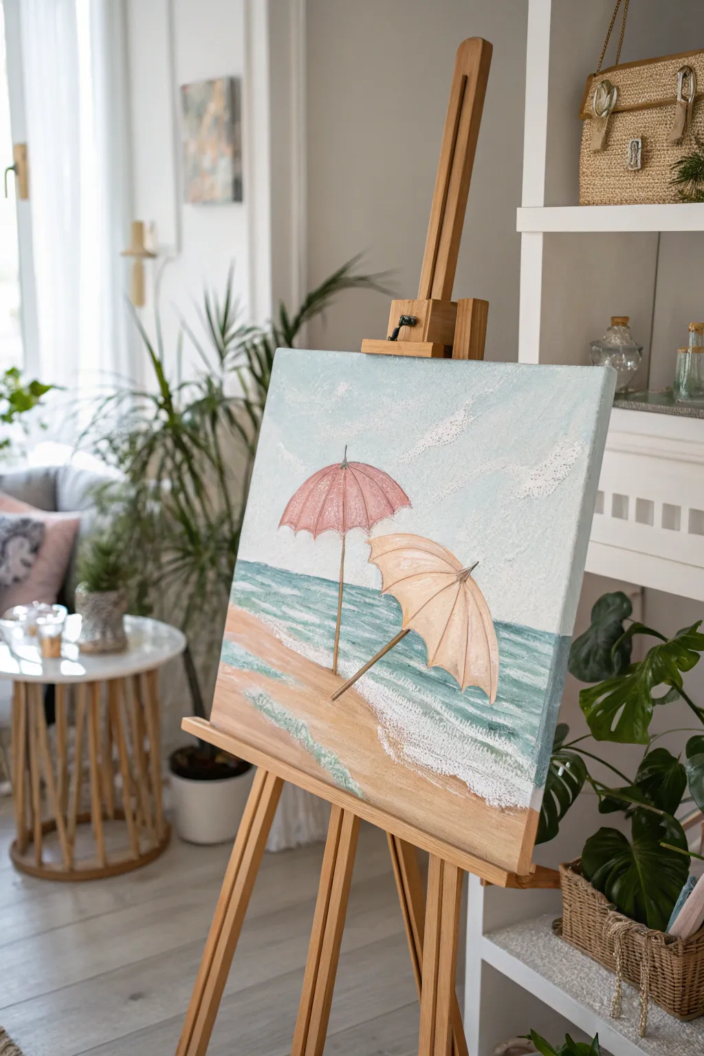 Dive into tranquility with this beginner-friendly beach scene painting, where simplicity meets coastal charm.