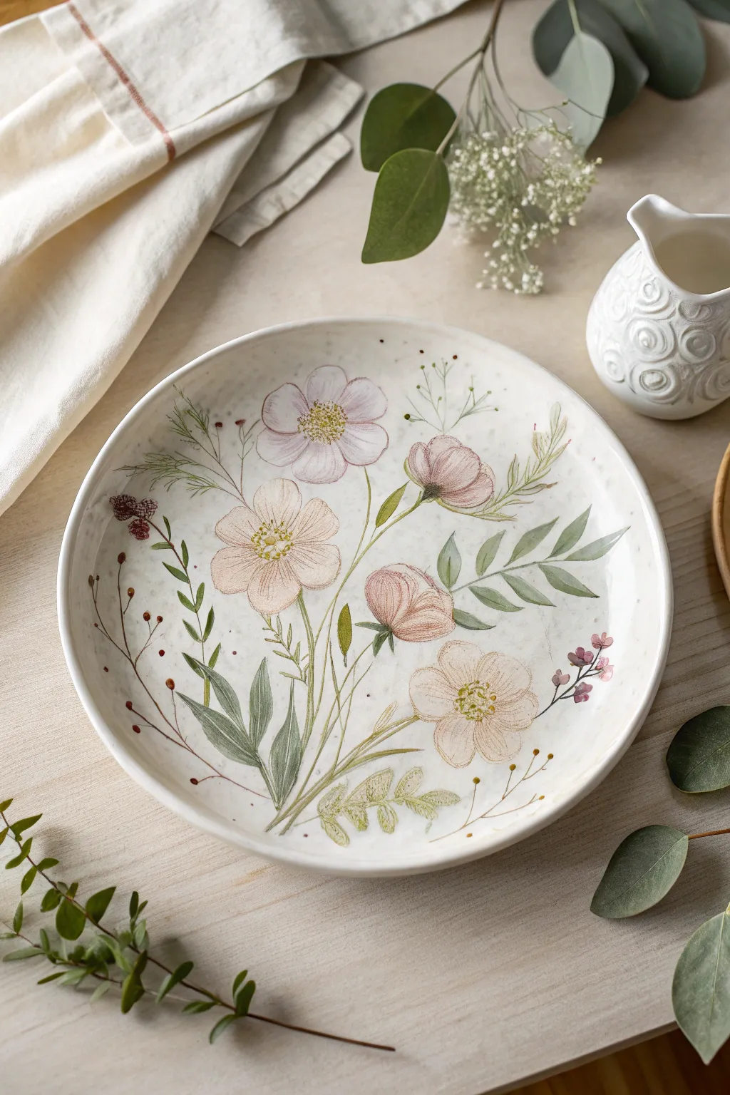 Embrace the beauty of nature with our dreamy floral plates, where craftsmanship meets simplicity in every brushstroke.