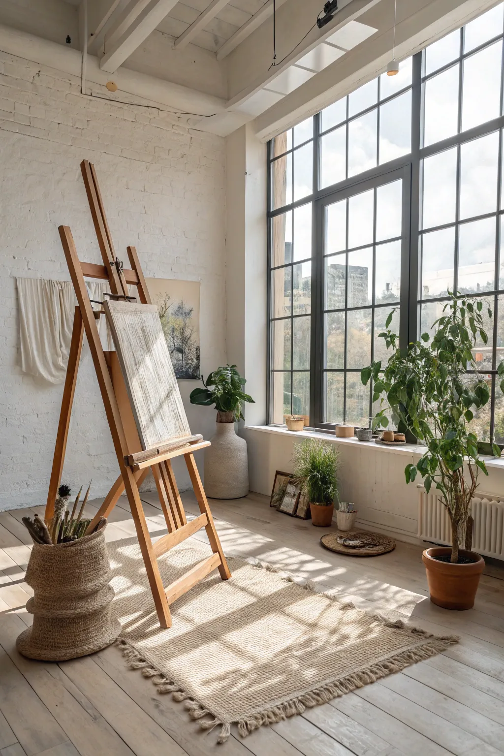 Let the sunlight ignite your creativity in a beautifully minimalist studio space.
