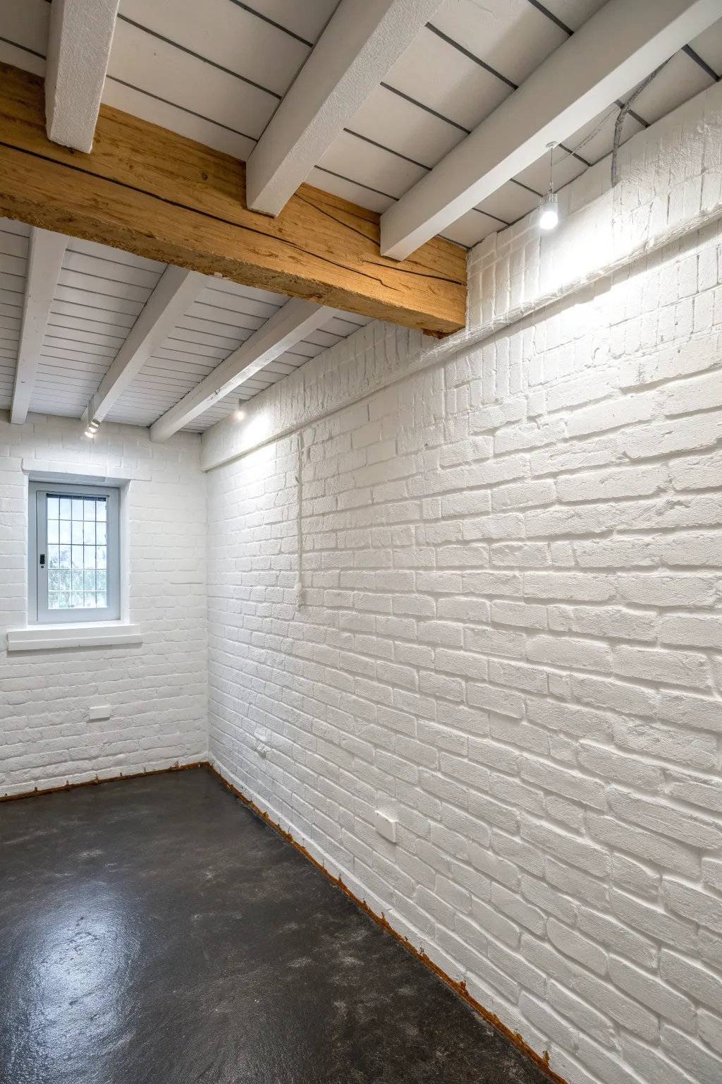 Transform your basement into a bright and airy retreat with a fresh coat of white paint.