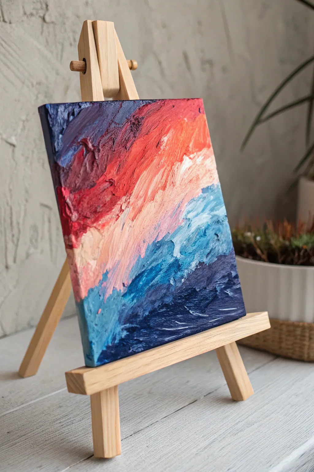 Embrace the beauty of bold strokes and vibrant colors with this captivating palette knife masterpiece.