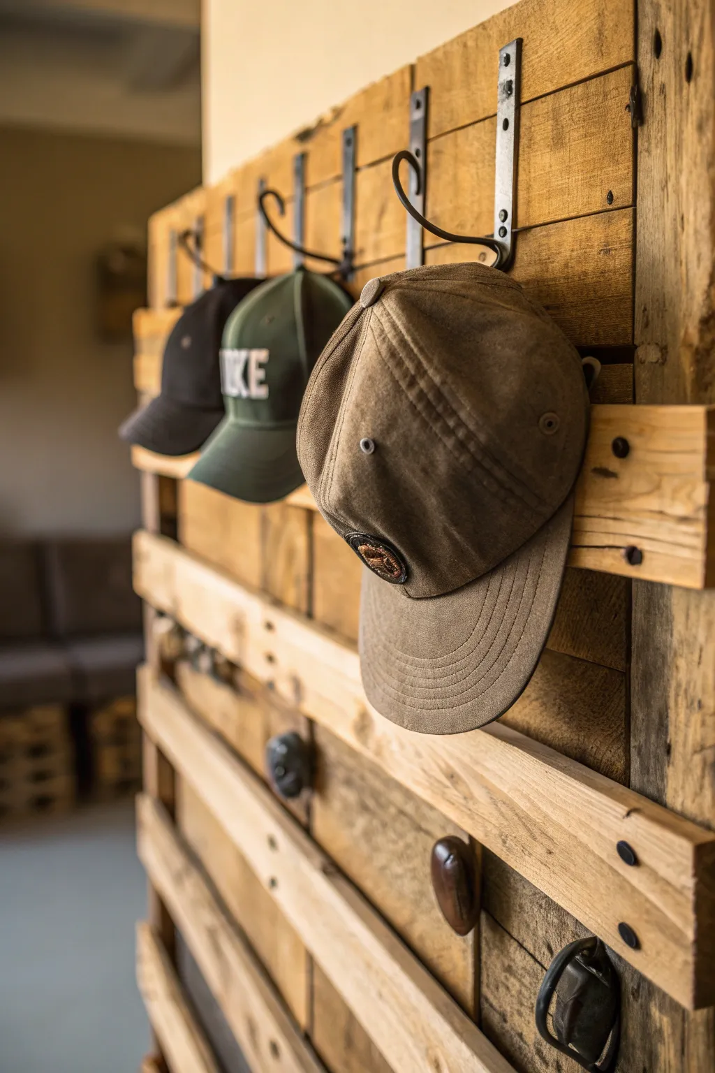 Elevate your space with a rustic hat rack that blends craftsmanship and charm.
