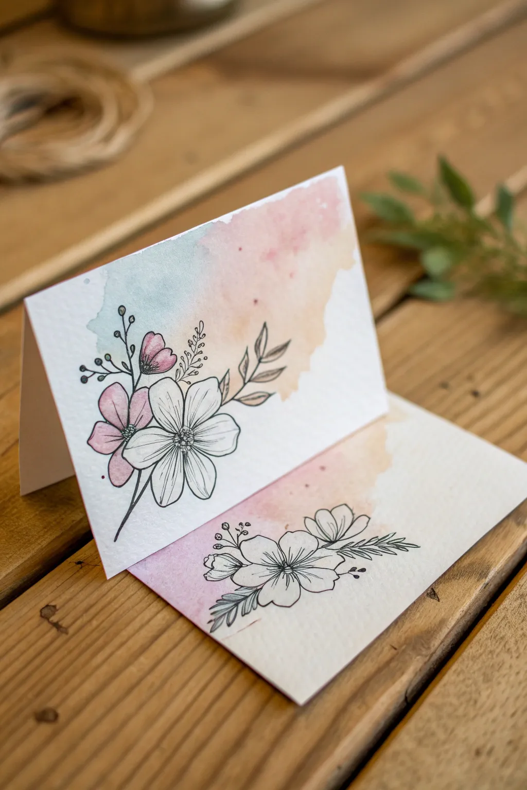 Embrace simplicity and elegance with this handcrafted floral watercolor card.