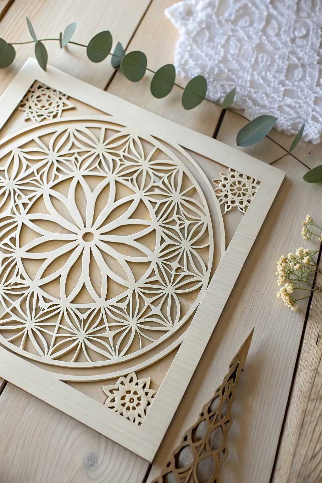 Delicate Geometric Designs: Crafting Beauty with Every Cut